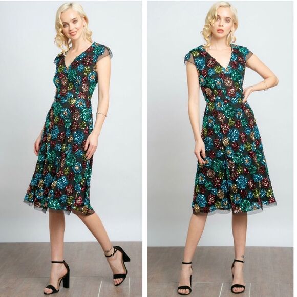 Anthropologie Eva Franco Sequined Midi Dress Size 8 NWT - Picture 4 of 15